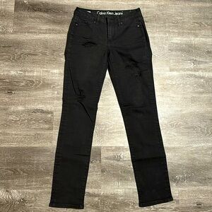 Ultimate Skinny Black Ripped Calvin Klein Jeans
